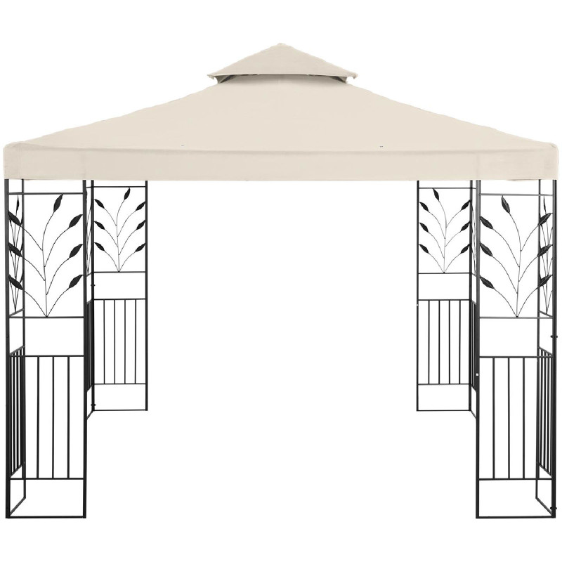 Sodo paviljono dekoratyvinė pavėsinė sulankstoma 3 x 3 x 2,6 m kremo