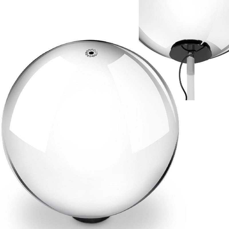 Sodo fontano rutulys pagamintas iš nerūdijančio plieno su LED foniniu apšvietimu. 40 cm