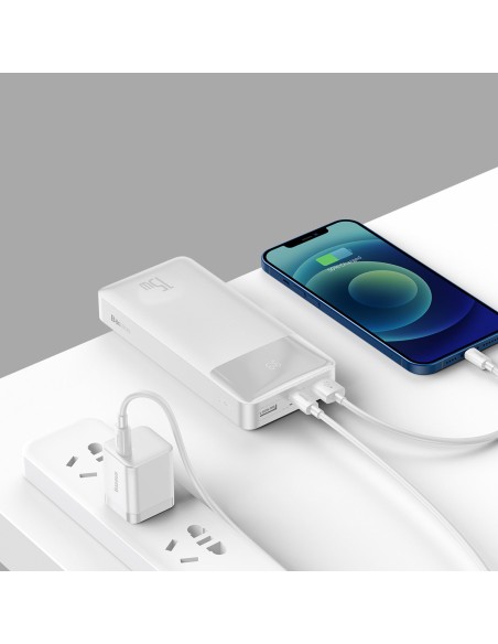 Bipow greito įkrovimo maitinimo blokas 20000mAh 15W USB microUSB 25cm baltas Bipow greito įkrovimo maitinimo blokas 20000mAh 15W USB microUSB 25cm baltas