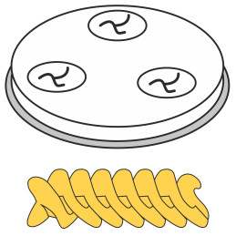 Makaronų gaminimo koštuvo FUSILLI antgalis išgręžia 5 skylutes sk. 9 mm MPF2.5/4 – Hendi 229361