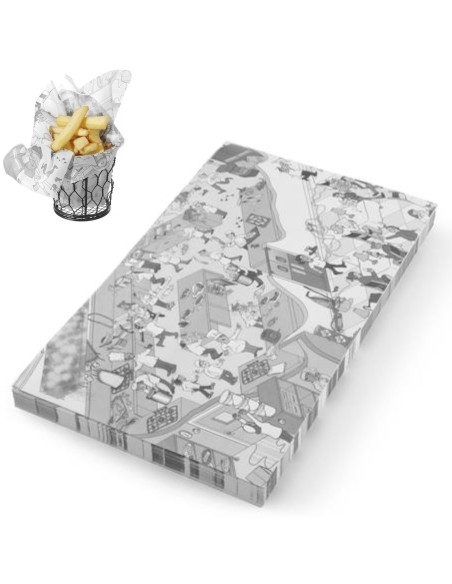 Pergamentinis popierius bulvyčių užkandžiams spaudai KITCHEN 500 vnt 258x425 mm - Hendi 678206