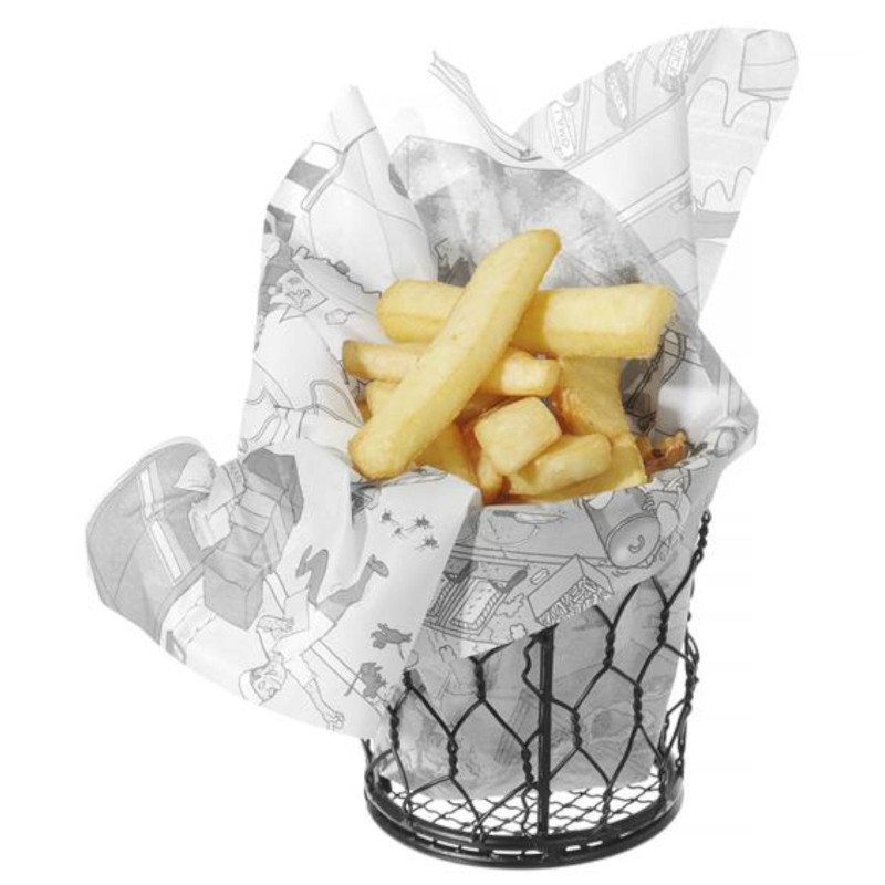 Pergamentinis popierius bulvyčių užkandžiams spaudai KITCHEN 500 vnt 258x425 mm - Hendi 678206