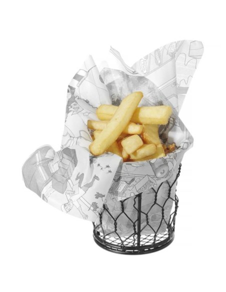 Pergamentinis popierius bulvyčių užkandžiams spaudai KITCHEN 500 vnt 258x425 mm - Hendi 678206