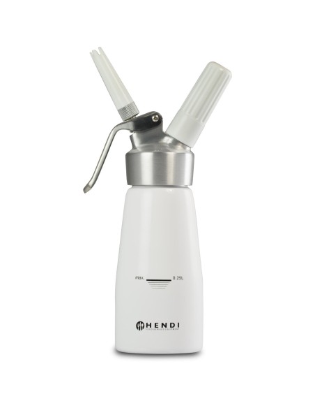 N2O Kitchen Line plaktos grietinėlės sifono rinkinys + 3 purkštukai 0,25L - baltas - HENDI 588031