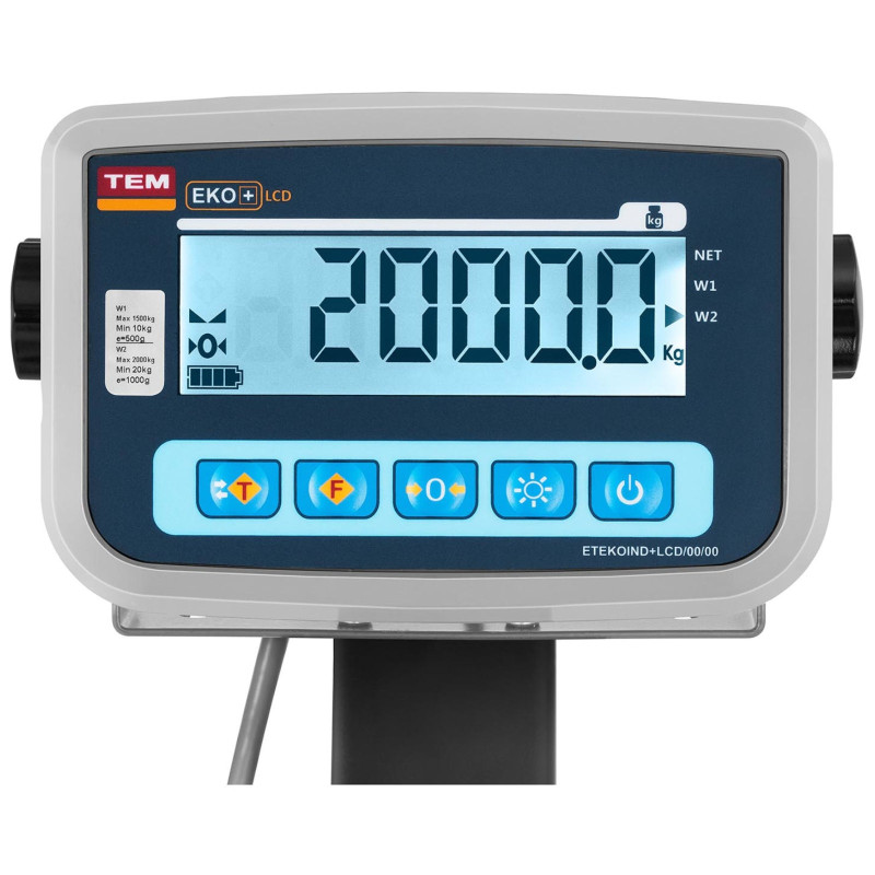 Kalibruotos mobiliojo sandėlio platformos svarstyklės 2000/1 kg 150x150 cm LCD