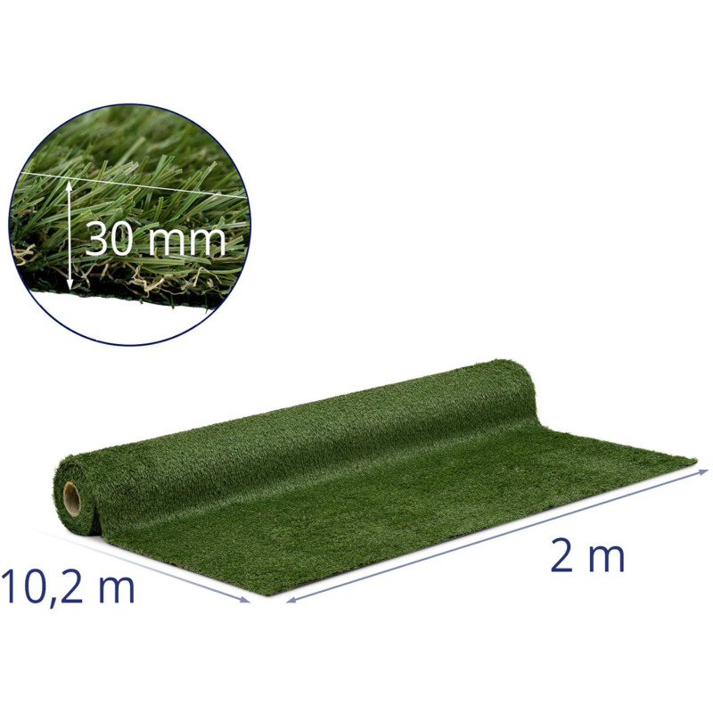Dirbtinė žolė terasos balkonui minkšta 30 mm 14/10 cm 200 x 1000 cm