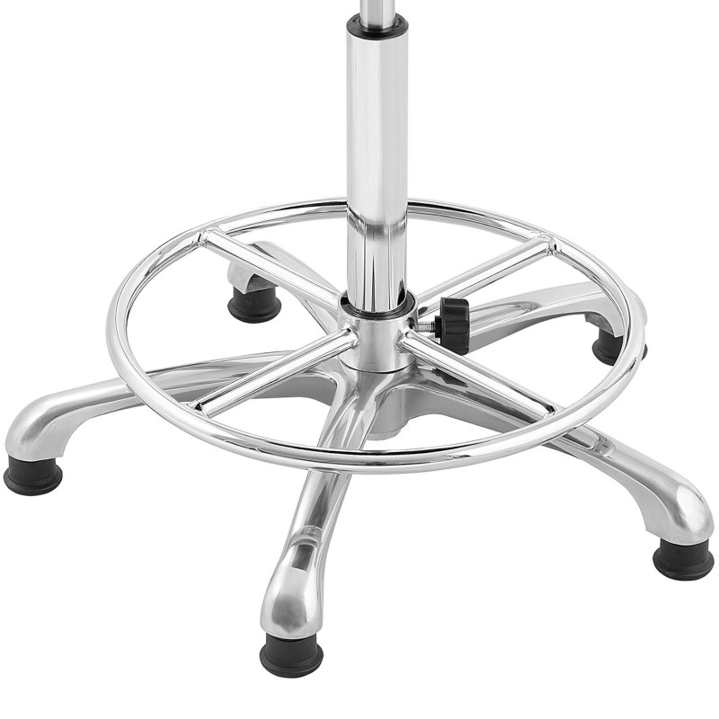 Dirbtuvių darbo kėdė su atlošu ir kojų atrama CHROM iki 120 kg 515-780 mm juoda