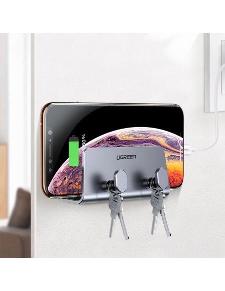 Sieninis laikiklis išmaniajam telefonui ir planšetiniam kompiuteriui, metalinė juoda lipni pakaba Sieninis laikiklis išmaniajam telefonui ir planšetiniam kompiuteriui, metalinė juoda lipni pakaba