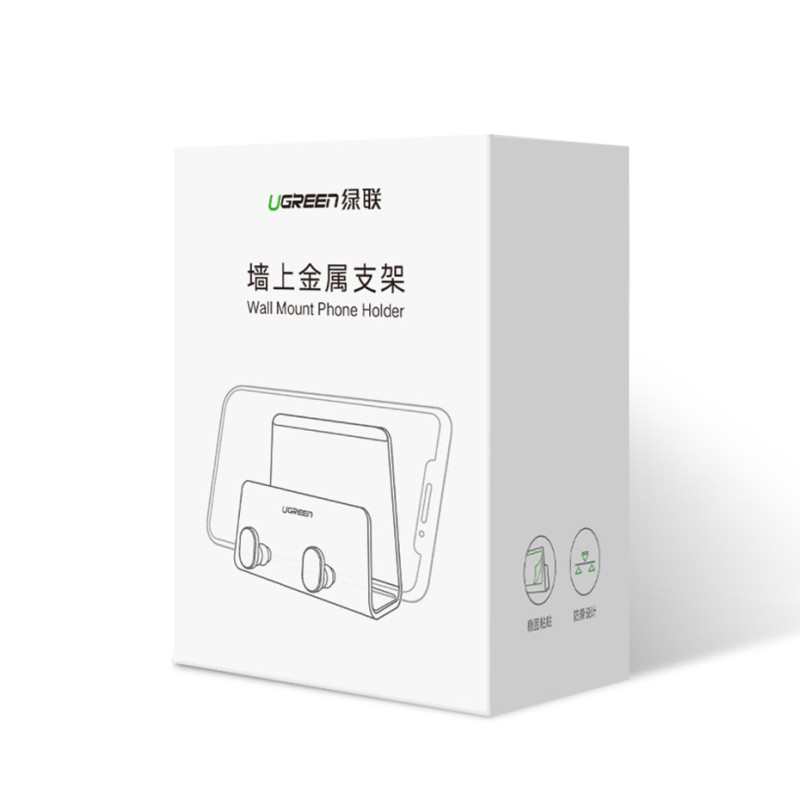 Sieninis laikiklis išmaniajam telefonui ir planšetiniam kompiuteriui, metalinė juoda lipni pakaba