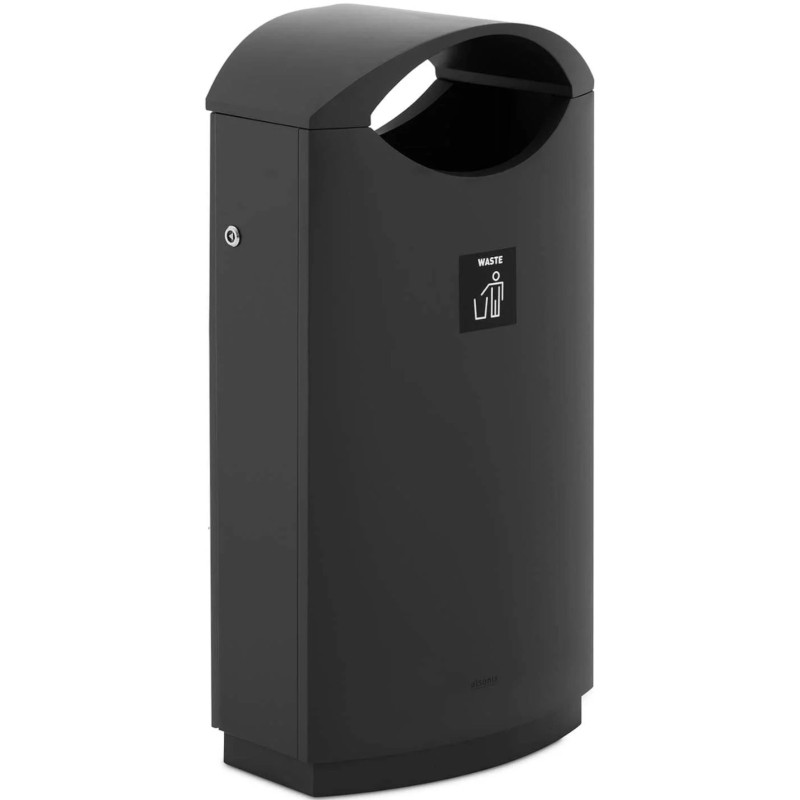 Lauko šiukšliadėžė miesto atliekoms su stogeliu, atidaroma STEEL 68 l juoda