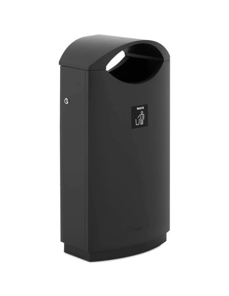 Lauko šiukšliadėžė miesto atliekoms su stogeliu, atidaroma STEEL 68 l juoda