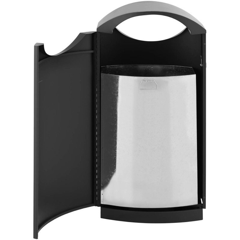 Lauko šiukšliadėžė miesto atliekoms su stogeliu, atidaroma STEEL 68 l juoda