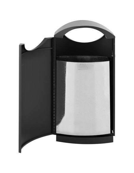 Lauko šiukšliadėžė miesto atliekoms su stogeliu, atidaroma STEEL 68 l juoda