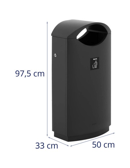 Lauko šiukšliadėžė miesto atliekoms su stogeliu, atidaroma STEEL 68 l juoda