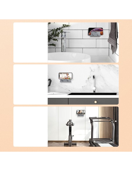 Sieninis laikiklis išmaniajam telefonui ir planšetiniam kompiuteriui, metalinė juoda lipni pakaba Sieninis laikiklis išmaniajam telefonui ir planšetiniam kompiuteriui, metalinė juoda lipni pakaba