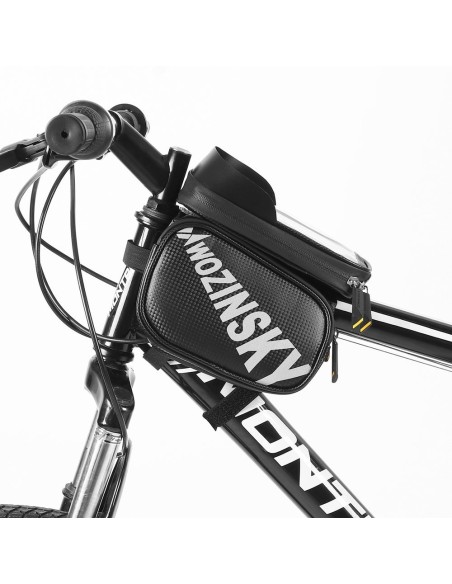 Dviračio rėmo krepšys su telefono dėklu 1,5 l juodos spalvos