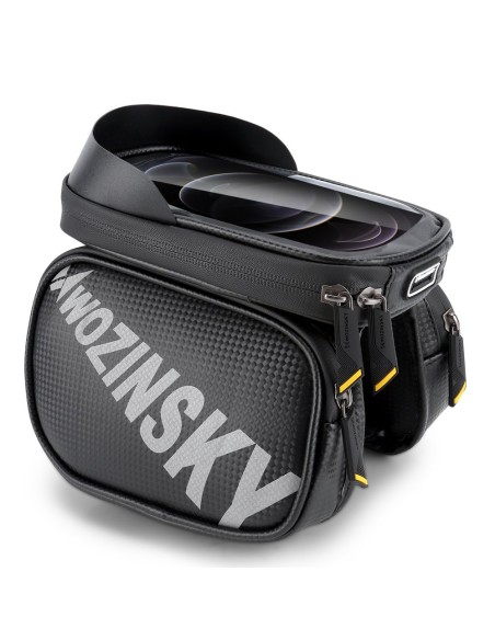 Dviračio rėmo krepšys su telefono dėklu 1,5 l juodos spalvos