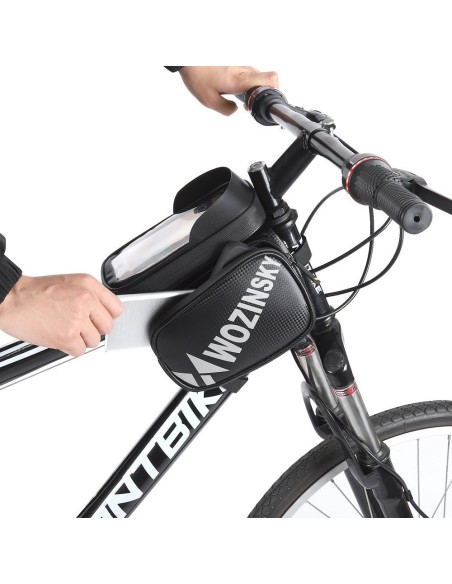 Dviračio rėmo krepšys su telefono dėklu 1,5 l juodos spalvos