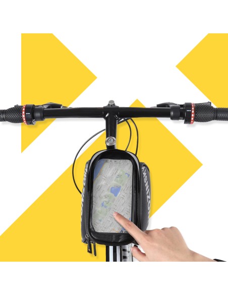 Dviračio rėmo krepšys su telefono dėklu 1,5 l juodos spalvos