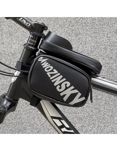 Dviračio rėmo krepšys su telefono dėklu 1,5 l juodos spalvos