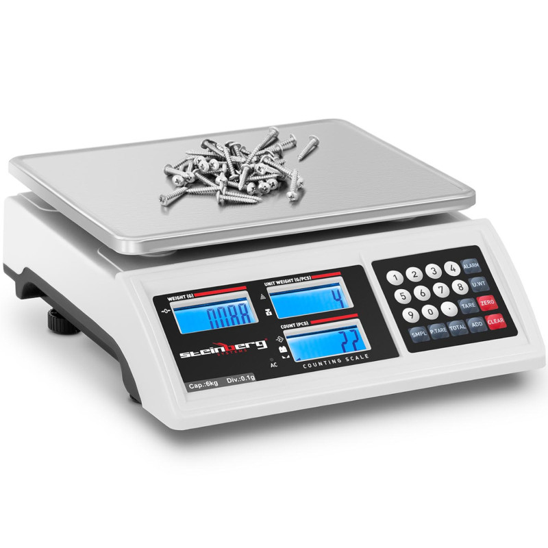 Komercinis svarstyklių skaičiavimas LCD RS232 6000 g / 0,1 g