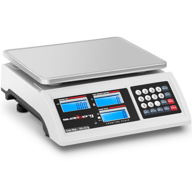 Komercinis svarstyklių skaičiavimas LCD RS232 6000 g / 0,1 g
