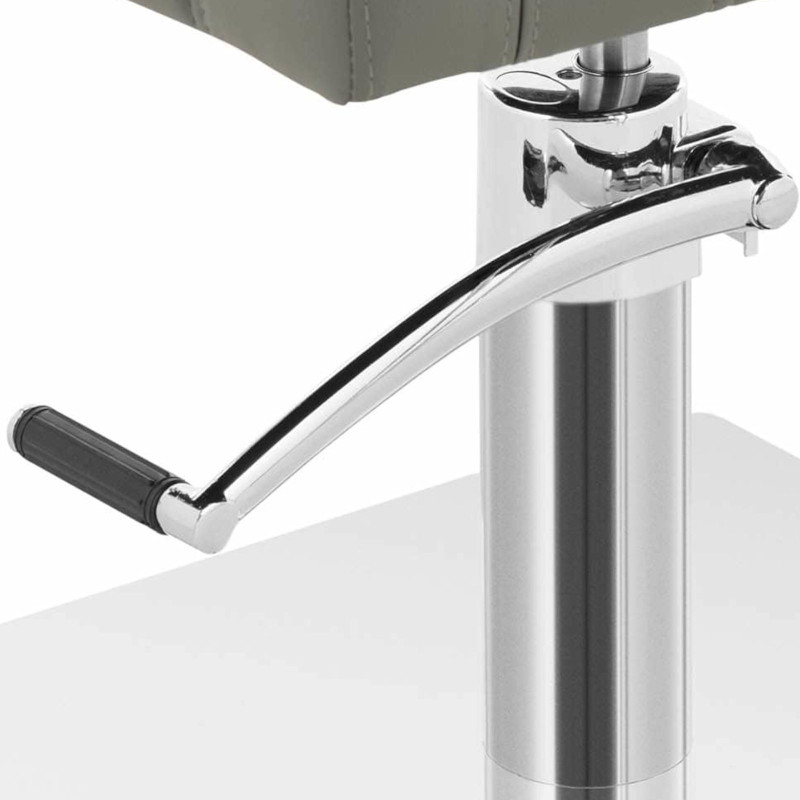 Kosmetinė kirpyklos kėdė su kėdute, aukštis 57-72 cm, pilka ir balta