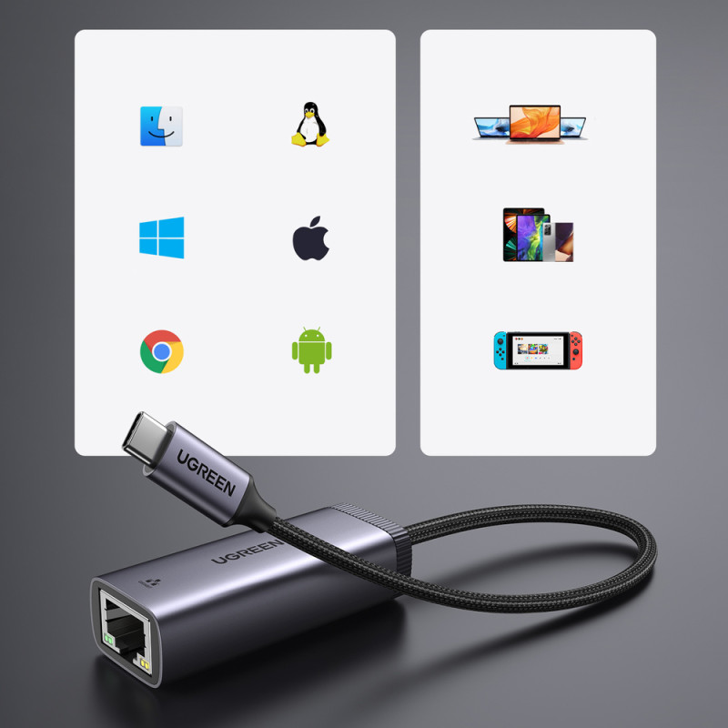 Išorinis tinklo adapteris USB Type C - RJ45 1Gbps