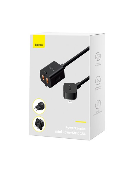 Prailginimo laidas su mini maitinimo juostele PowerCombo 1m EU ir UK juoda Prailginimo laidas su mini maitinimo juostele PowerCombo 1m EU ir UK juoda