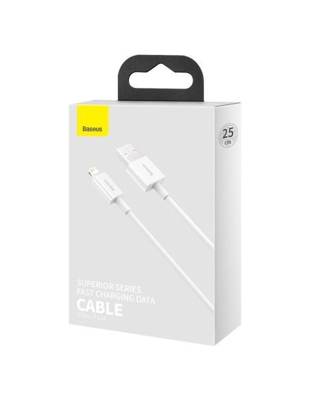 Superior kabelis USB kabelis iPhone Lightning 2.4A 25cm Baltas Superior kabelis USB kabelis iPhone Lightning 2.4A 25cm Baltas