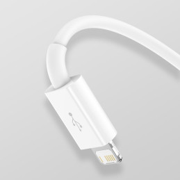 Puikus trys viename USB laidas iPhone Lightning USB-C microUSB 3,5 A 1,5 m baltas