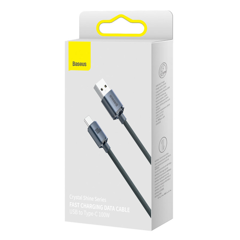 USB-C laidas greitam įkrovimui ir duomenų perdavimui 100W 2m juodas