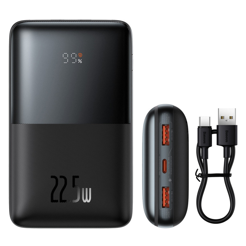 Powerbank Bipow Pro 20000mAh 22,5W su USB-C laidu 0,3m juodas