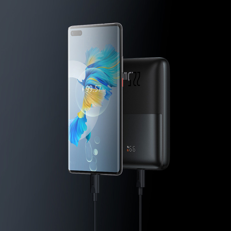 Powerbank Bipow Pro 20000mAh 22,5W su USB-C laidu 0,3m juodas