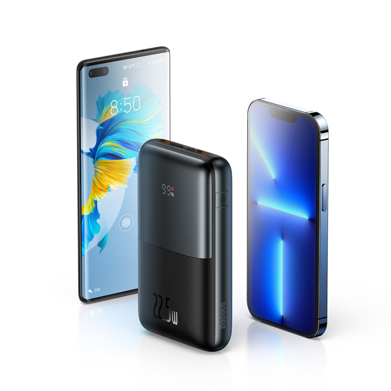 Powerbank Bipow Pro 20000mAh 22,5W su USB-C laidu 0,3m juodas