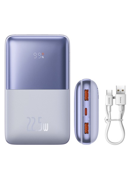 Powerbank Bipow Pro 20000mAh 22,5W su USB-C laidu 0,3m violetinė