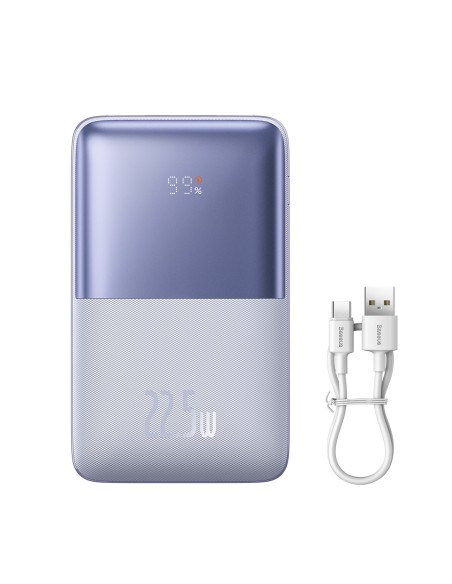 Powerbank Bipow Pro 20000mAh 22,5W su USB-C laidu 0,3m violetinė