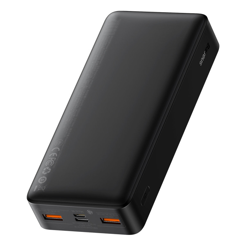 Bipow maitinimo blokas su greito įkrovimo 20000mAh USB-A microUSB laidu 0,25m juodas