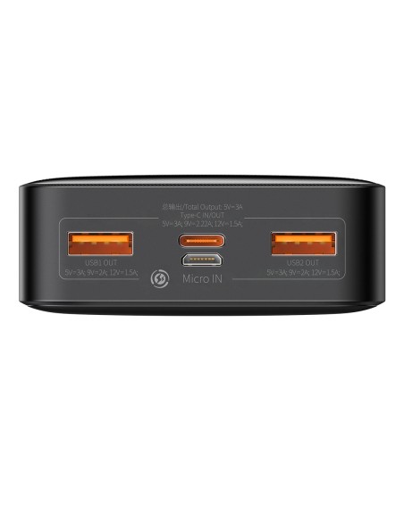 Bipow maitinimo blokas su greito įkrovimo 20000mAh USB-A microUSB laidu 0,25m juodas Bipow maitinimo blokas su greito įkrovimo 20000mAh USB-A microUSB laidu 0,25m juodas