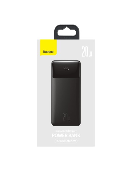Bipow maitinimo blokas su greito įkrovimo 20000mAh USB-A microUSB laidu 0,25m juodas Bipow maitinimo blokas su greito įkrovimo 20000mAh USB-A microUSB laidu 0,25m juodas