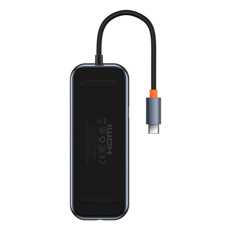 AcmeJoy HUB 4 prievadų USB-C USB-C 4xUSB 3.0 tamsiai pilka