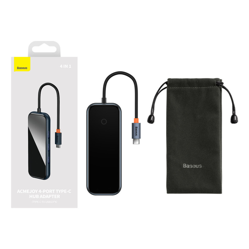 AcmeJoy HUB 4 prievadų USB-C USB-C 4xUSB 3.0 tamsiai pilka