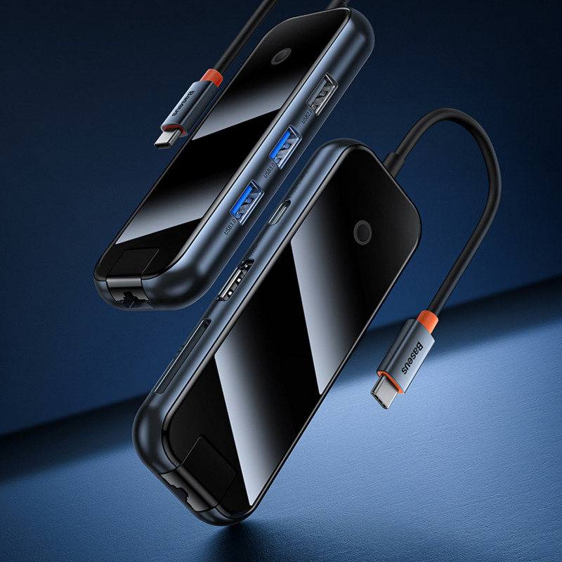 AcmeJoy HUB 4 prievadų USB-C USB-C 4xUSB 3.0 tamsiai pilka