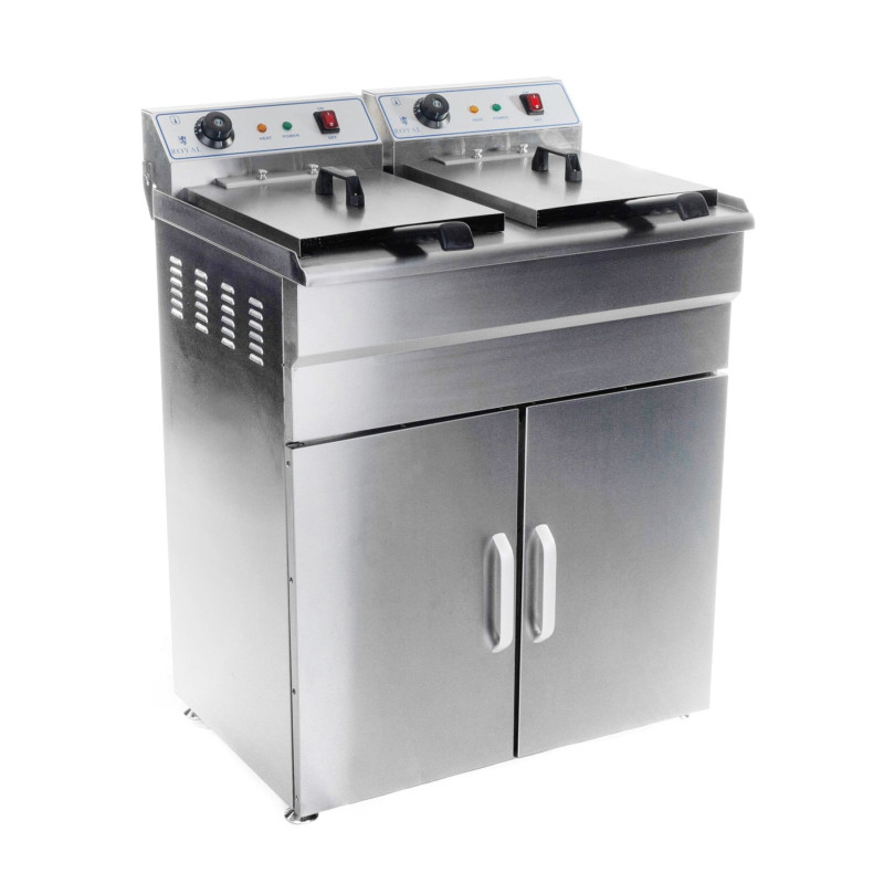 Dviguba dviejų kamerų gruzdintuvė su spintele 400V - 2x10L