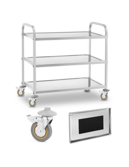 3 lentynų nerūdijančio plieno padavėjo vežimėlis