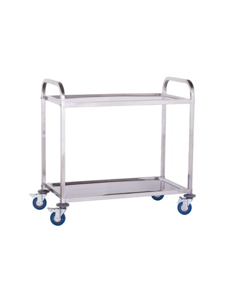 Serviravimo vežimėlis su 2 lentynomis iš nerūdijančio plieno