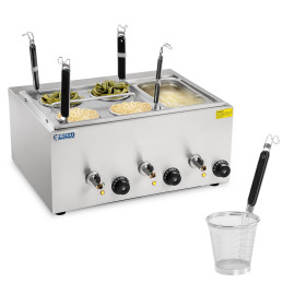 Makaroniarka viryklė makaronams ir koldūnams virti su bain marie 3 kameros su čiaupais
