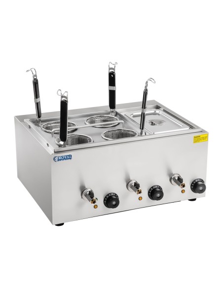 Makaroniarka viryklė makaronams ir koldūnams virti su bain marie 3 kameros su čiaupais Makaroniarka viryklė makaronams ir koldūnams virti su bain marie 3 kameros su čiaupais