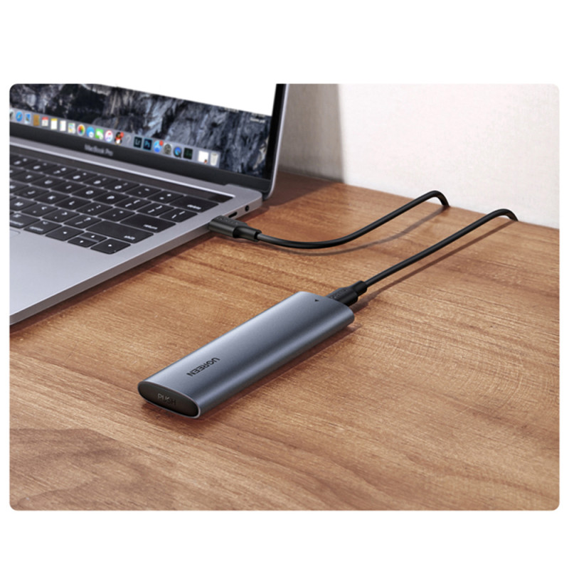 Kietojo disko korpusas M.2 B-Key SATA 3.0 pilkas + USB tipo C laidas