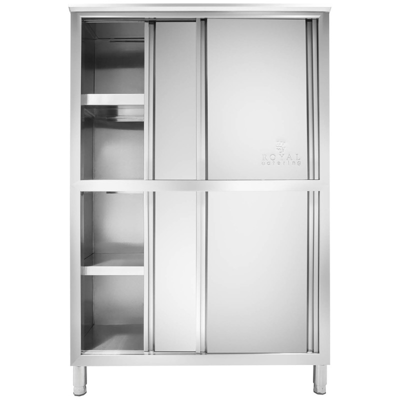 Nerūdijančio plieno gastronominė spinta su stumdomomis durimis 180x118x50cm